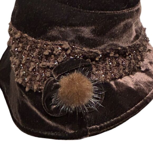 Women’s Vintage Japanese Plum Purple Swiss Dot Glitter Fancy BUCKET HAT - Picture 6 of 10